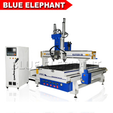 Fully automatic tool change cnc wooden door making machine with middle head mainly for door lock slot milling